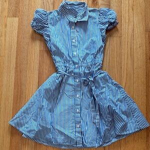 Crewcuts Blue and White Striped Kids Oxford Dress
